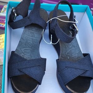 NEVER worn Denim strapped wedges